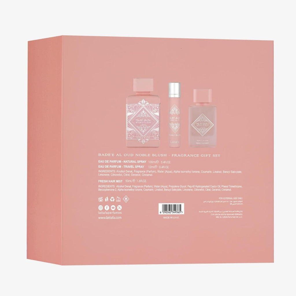 Lattafa Bade'e Al Oud Noble Blush Set De Regalo 3 Piezas